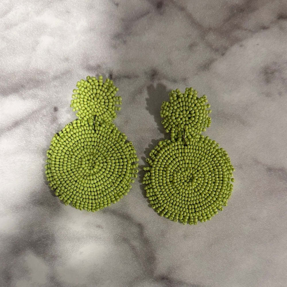 Green Beaded Earrings